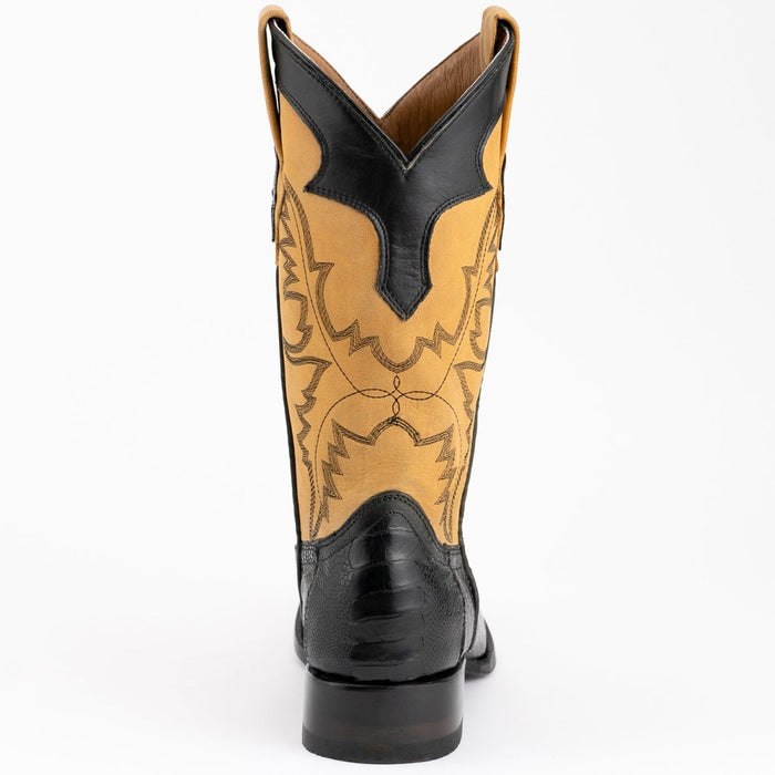 Ferrini Men's Nash Ostrich Leg Round Toe Boots Handcrafted - Black - 6