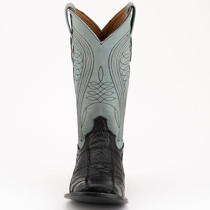 Ferrini Men's Pinto Patch Ostrich Square Toe Boots Handcrafted - Black - 6