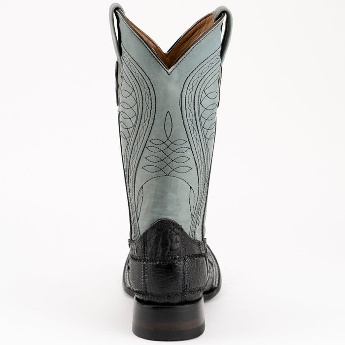 Ferrini Men's Pinto Patch Ostrich Square Toe Boots Handcrafted - Black - 6