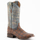 Ferrini Men's Morgan Smooth Ostrich Square Toe Boots Handcrafted - Black