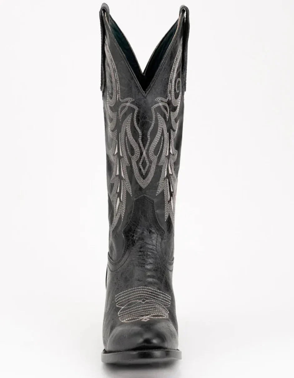 Ferrini Men's Remington Leather Round Toe Boots Handcrafted Black - 9D