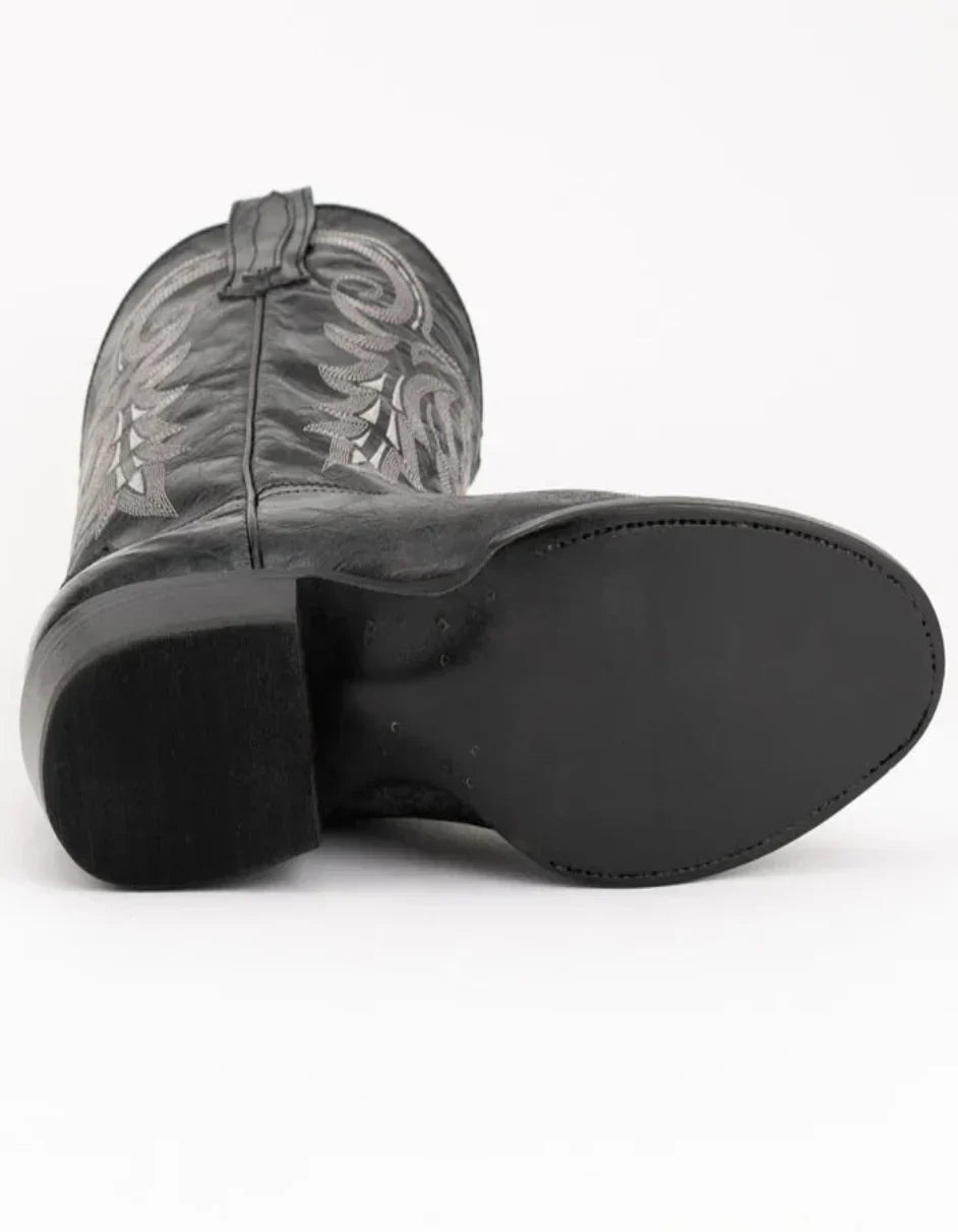 Ferrini Men's Remington Leather Round Toe Boots Handcrafted Black - 9D