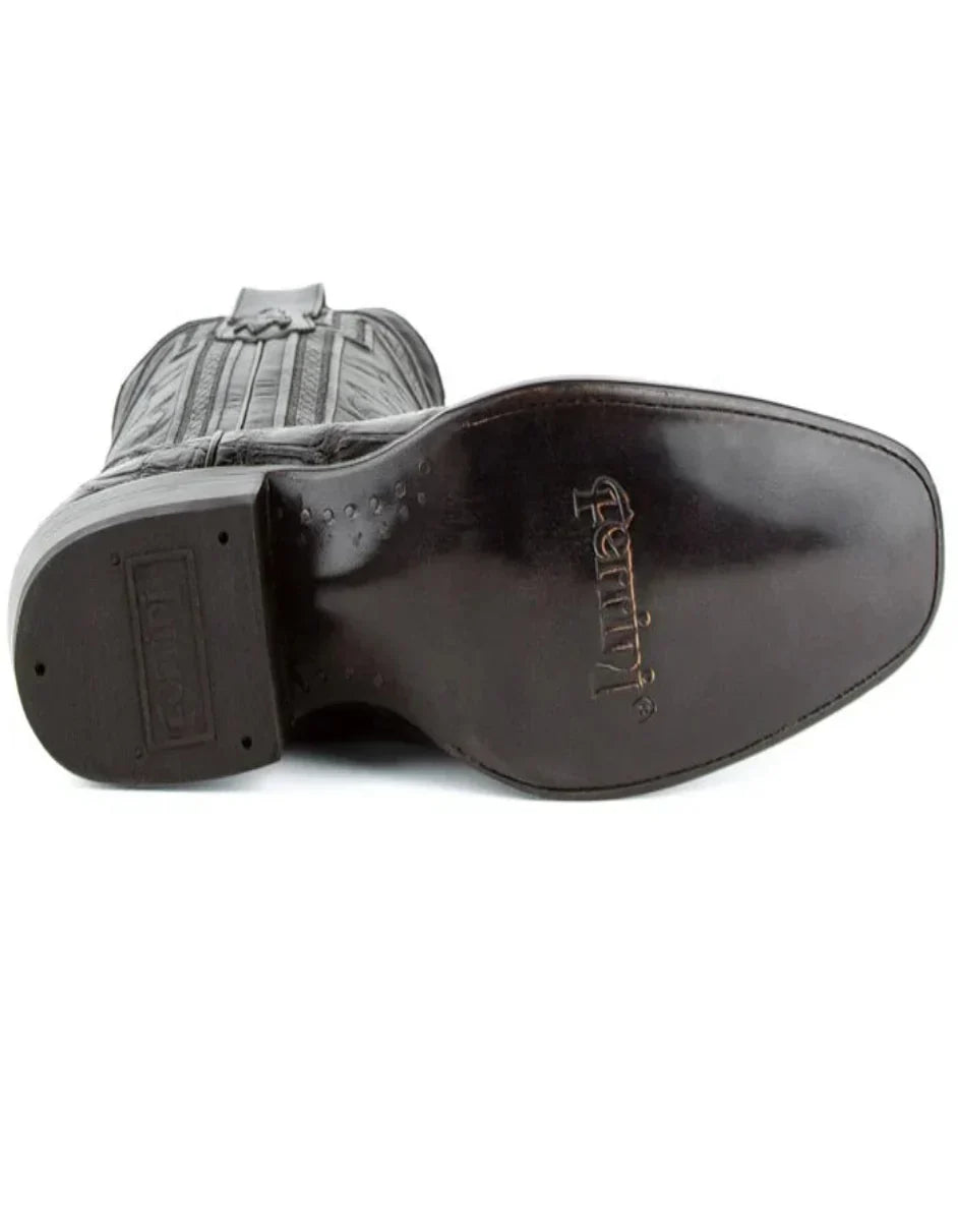 Ferrini Men's Stallion Alligator Belly Boots French Toe Handcrafted Black 1074104 - 8.5EE
