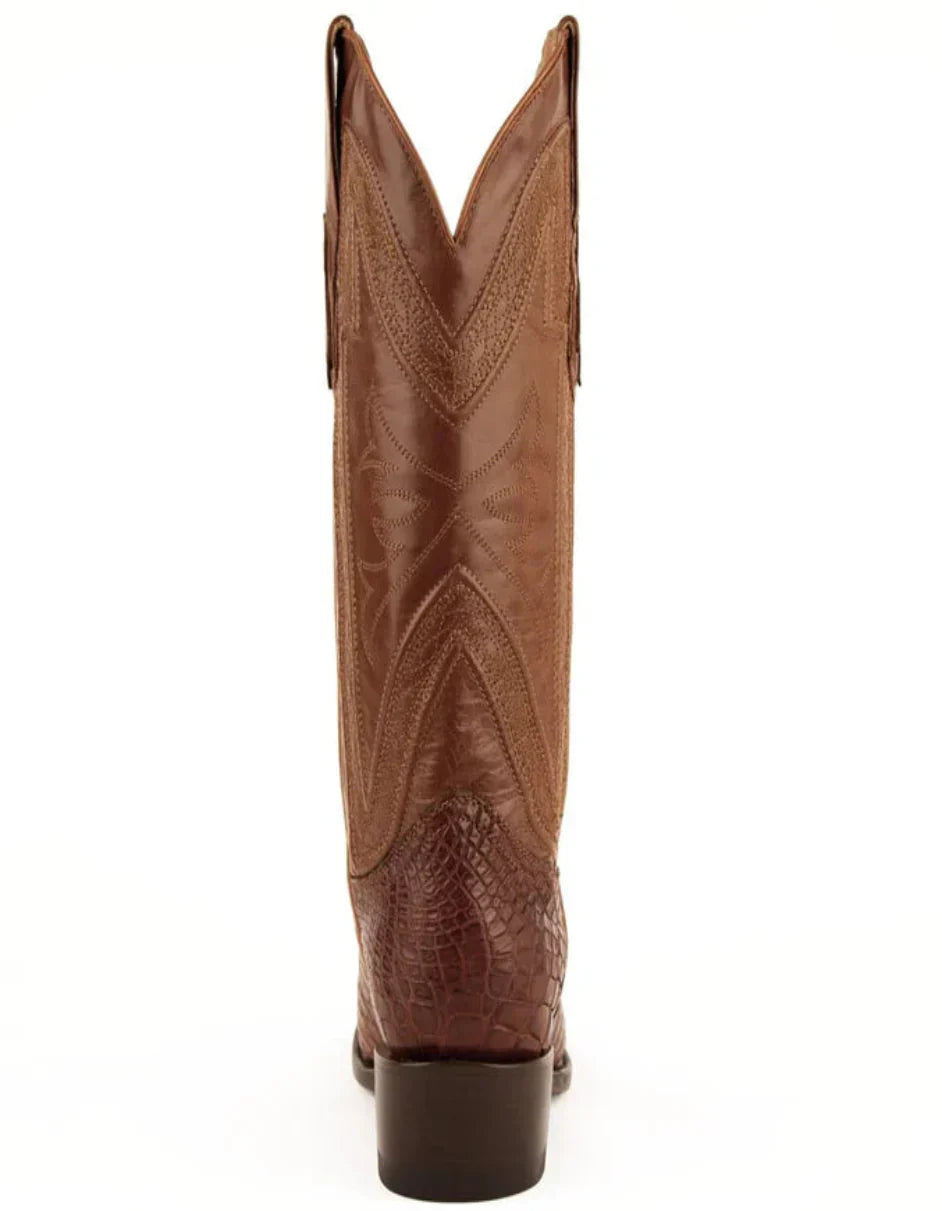 Ferrini Men's Stallion Alligator Belly Boots Narrow Square Toe Handcrafted Cognac 1077102 - 8EE