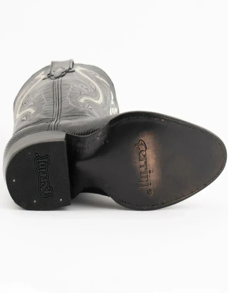 Ferrini Men's Taylor Lizard Round Toe Handcrafted - Black 1111104 - 8D