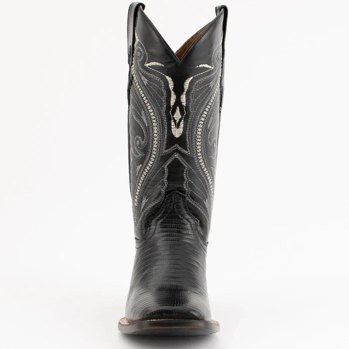 Ferrini Men's Taylor Lizard Square Toe Handcrafted - Black 1119304 - 8D
