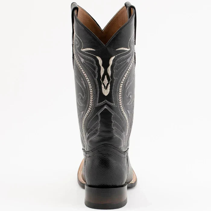 Ferrini Men's Taylor Lizard Square Toe Handcrafted - Black 1119304 - 8D