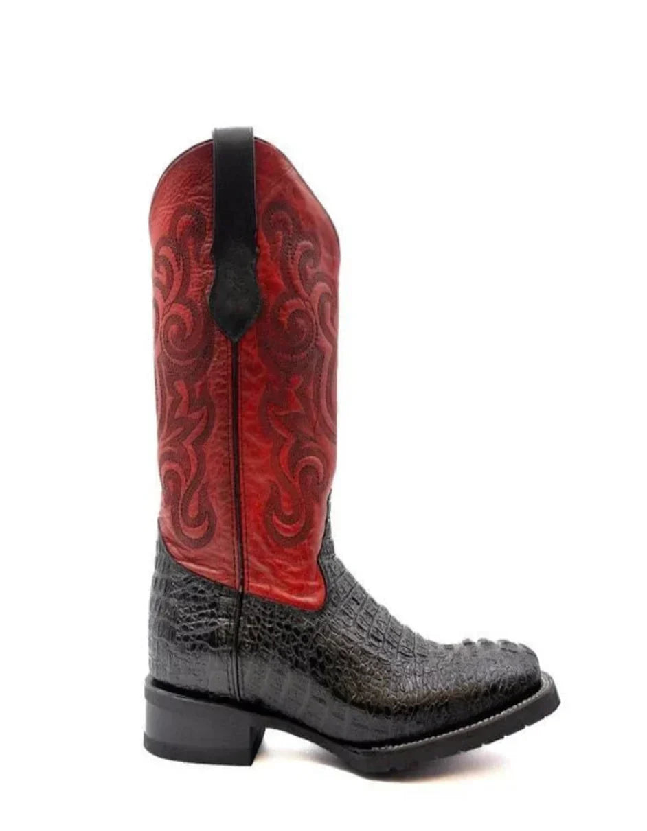 Ferrini Stampede Men's Print Crocodile Boots Handcrafted Black - 8D