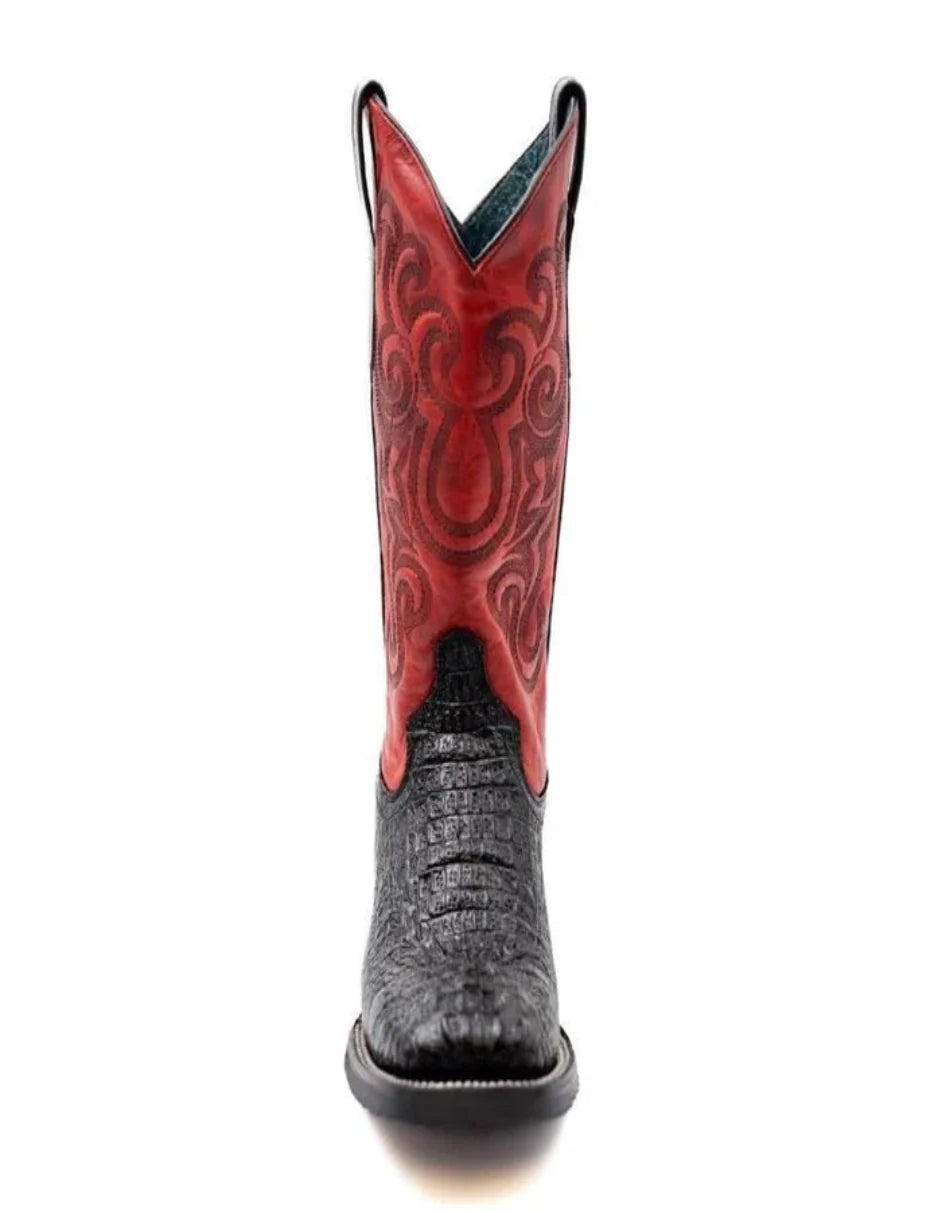 Ferrini Stampede Men's Print Crocodile Boots Handcrafted Black - 8D