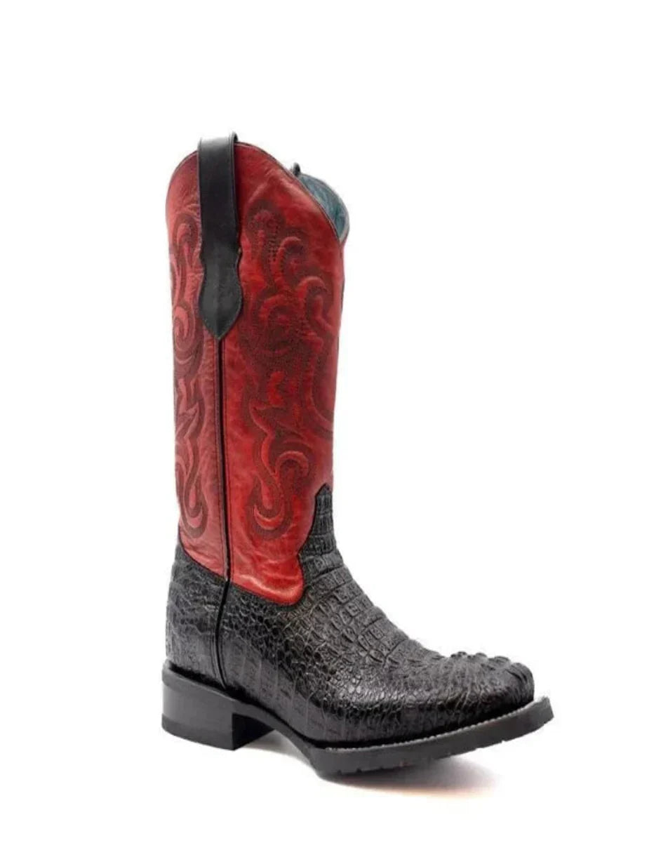 Ferrini Stampede Men's Print Crocodile Boots Handcrafted Black - 8D