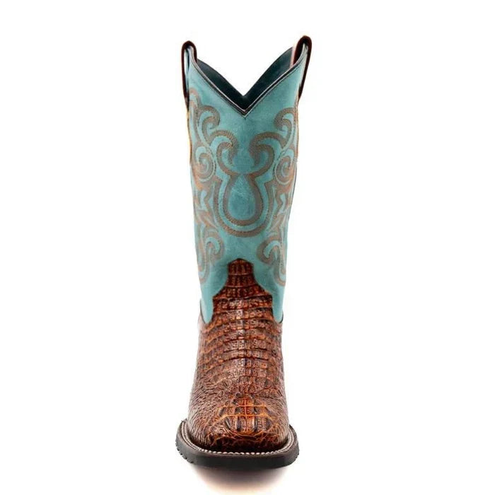 Ferrini Stampede Men's Print Crocodile Boots Handcrafted Sport Rust 40493-23 - 8D