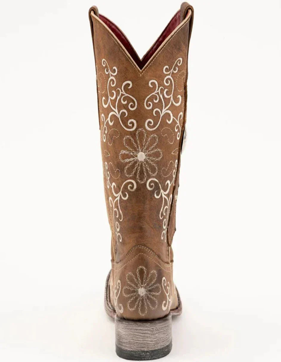 Ferrini Women's Bella Square Toe Boots Handcrafted - Brown 8229310 - 6B