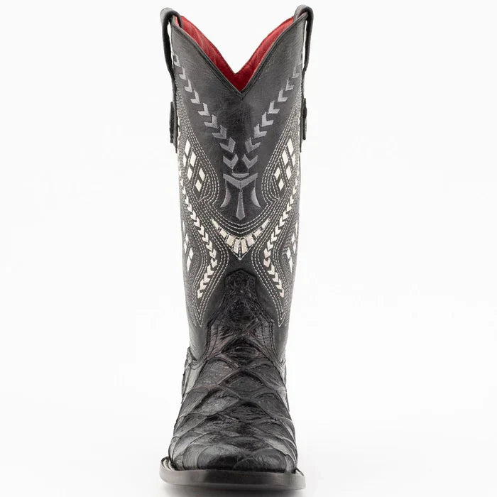 Ferrini Women's Bronco Square Toe Boots Pirarucu Fish Print - Black 9339304 - Black