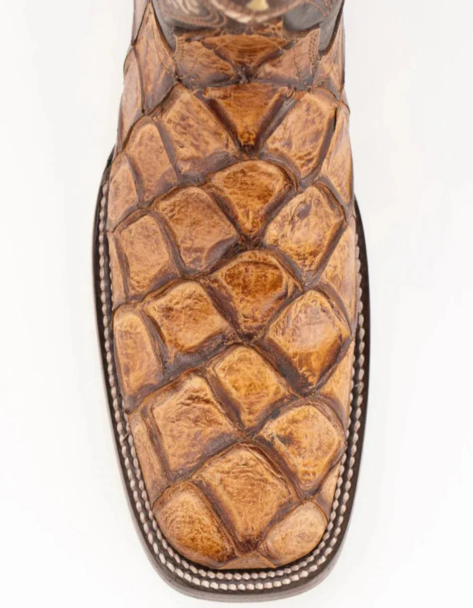 Ferrini Women's Bronco Square Toe Boots Pirarucu Fish Print - Cognac - Cognac