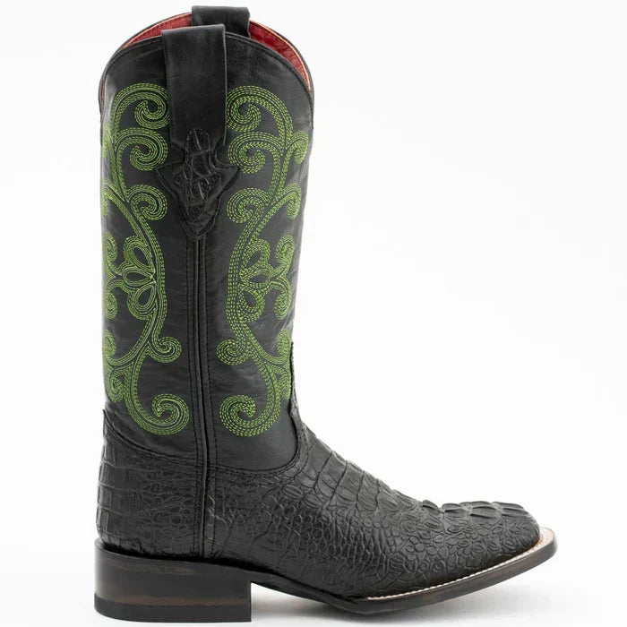 Ferrini Women's Stampede Square Toe Boots Crocodile Print - Black 9039304 - 6B