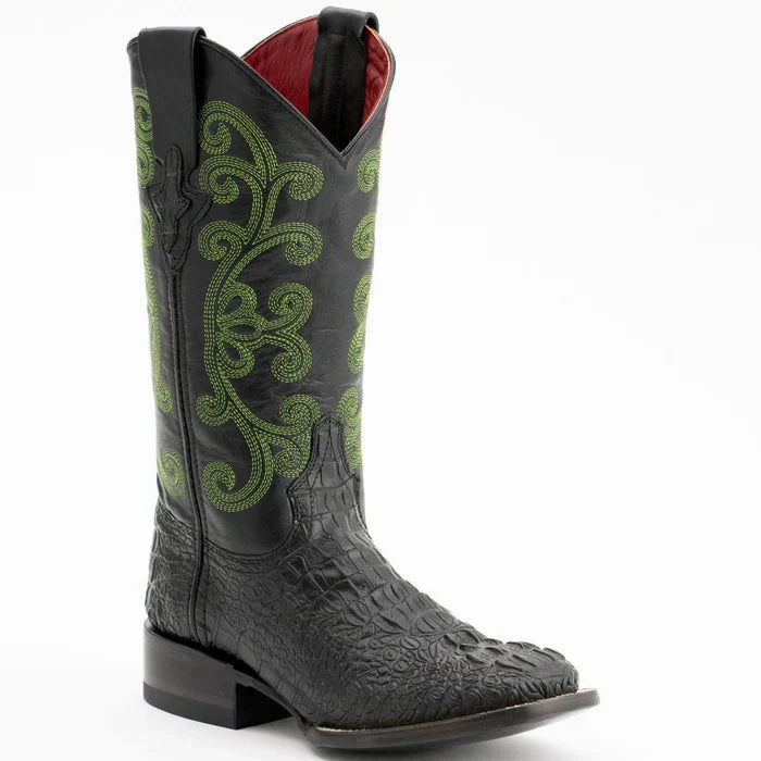 Ferrini Women's Stampede Square Toe Boots Crocodile Print - Black 9039304 - 6B