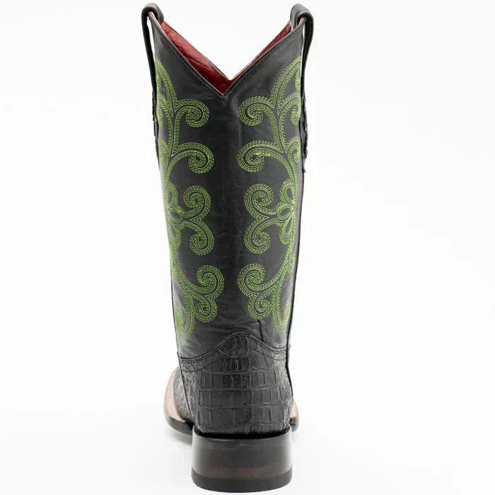 Ferrini Women's Stampede Square Toe Boots Crocodile Print - Black 9039304 - 6B