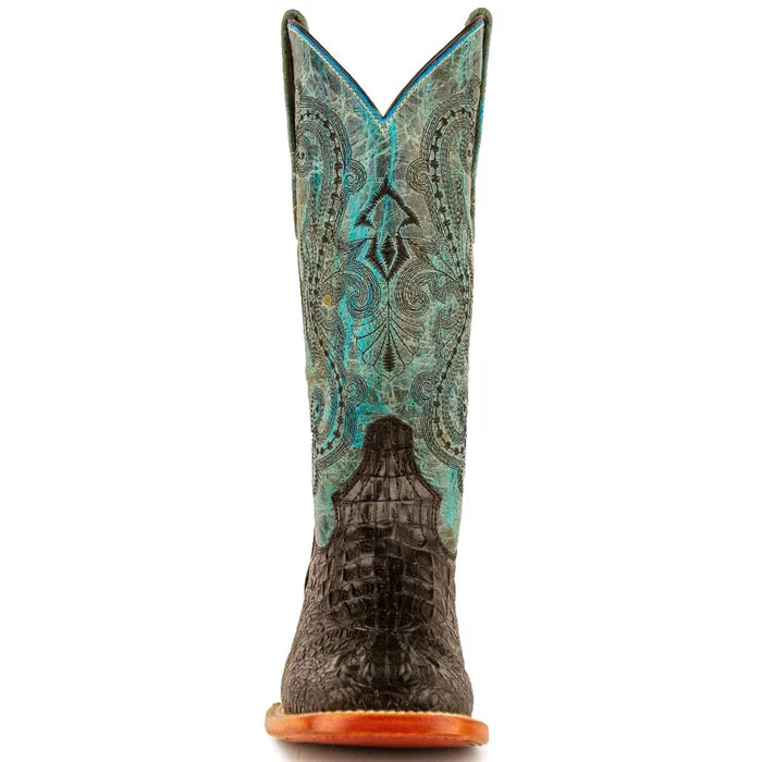 Ferrini Women's Stampede Square Toe Boots Crocodile Print - Black/Teal 9039350 - 6