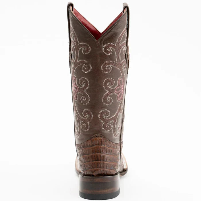 Ferrini Women's Stampede Square Toe Boots Crocodile Print - Rust Brown 9039323 - 6B