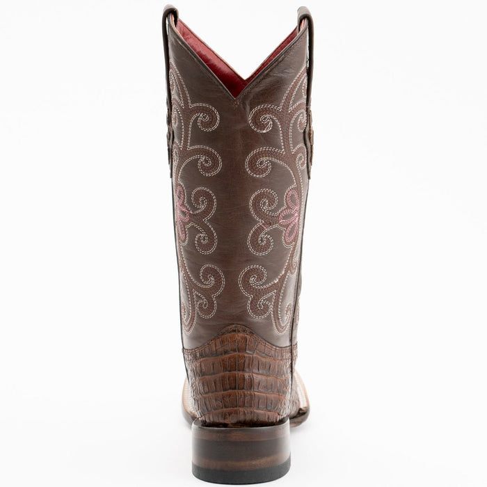 Ferrini Women's Stampede Square Toe Boots Crocodile Print - Rust Brown - 6