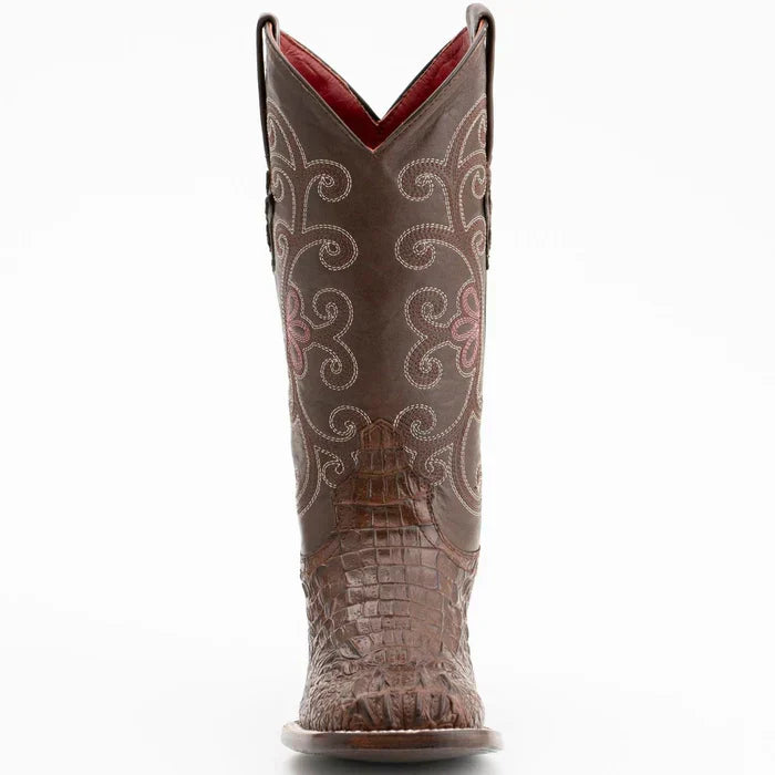 Ferrini Women's Stampede Square Toe Boots Crocodile Print - Rust Brown 9039323 - 6B