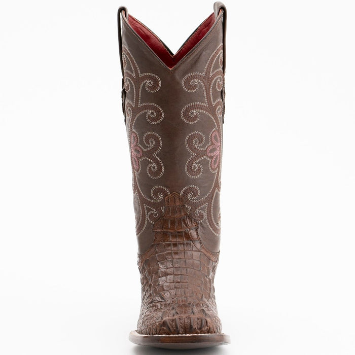 Ferrini Women's Stampede Square Toe Boots Crocodile Print - Rust Brown - 6