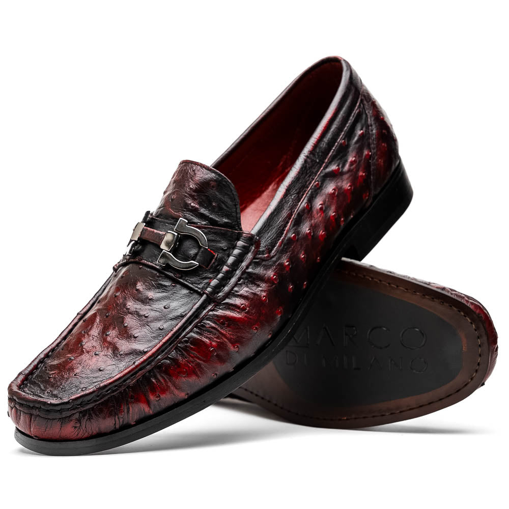 Marco Di Milano Ferrioni Ostrich Black Cherry Bit Loafer - 8