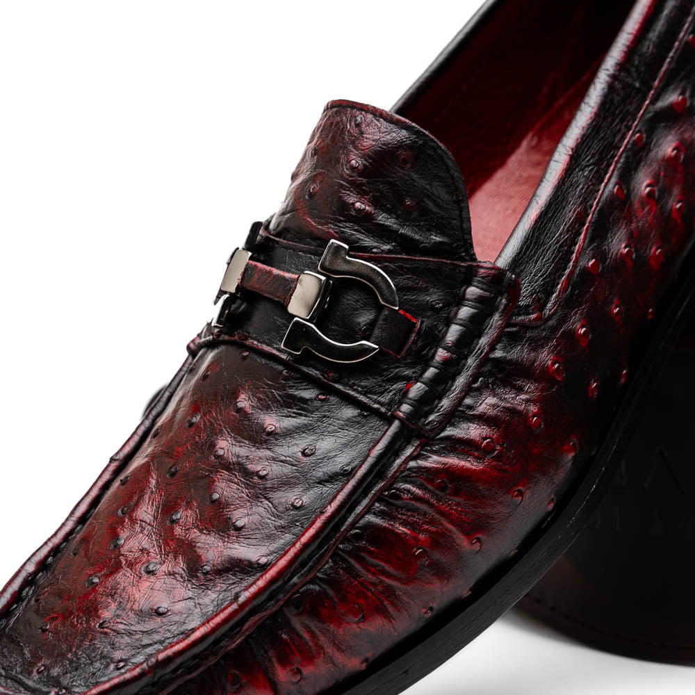 Marco Di Milano Ferrioni Ostrich Black Cherry Bit Loafer - 8