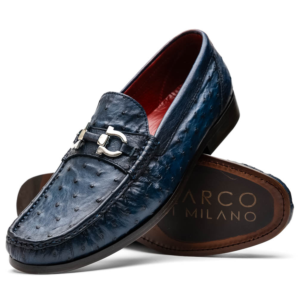 Marco Di Milano Ferrioni Ostrich Navy Bit Loafer - 8