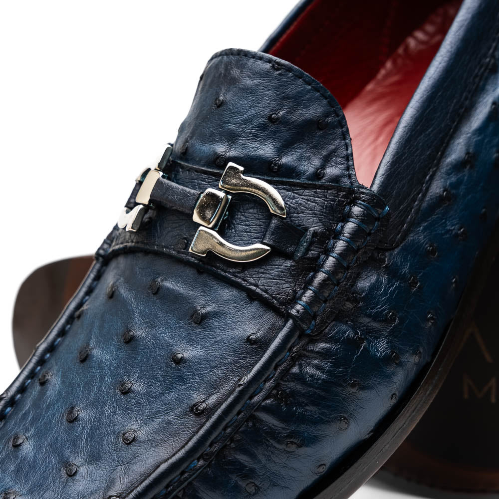 Marco Di Milano Ferrioni Ostrich Navy Bit Loafer - 8