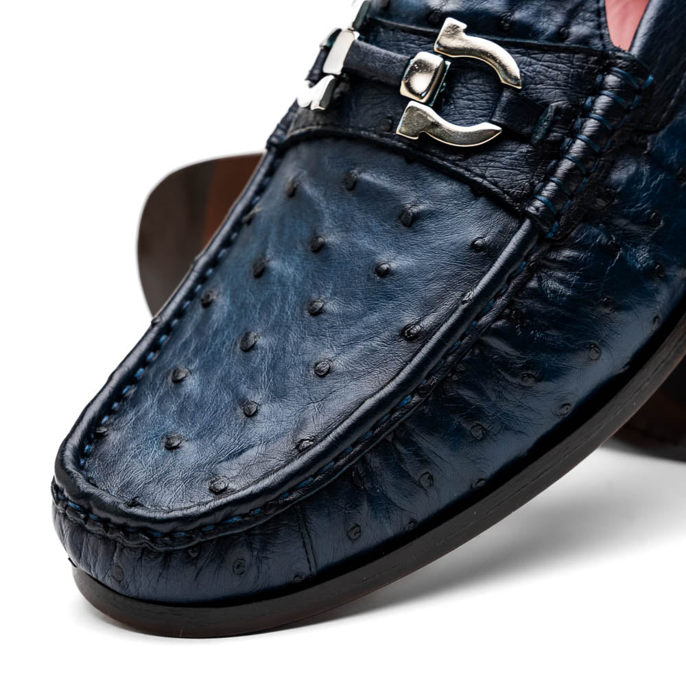 Marco Di Milano Ferrioni Ostrich Navy Bit Loafer - 8