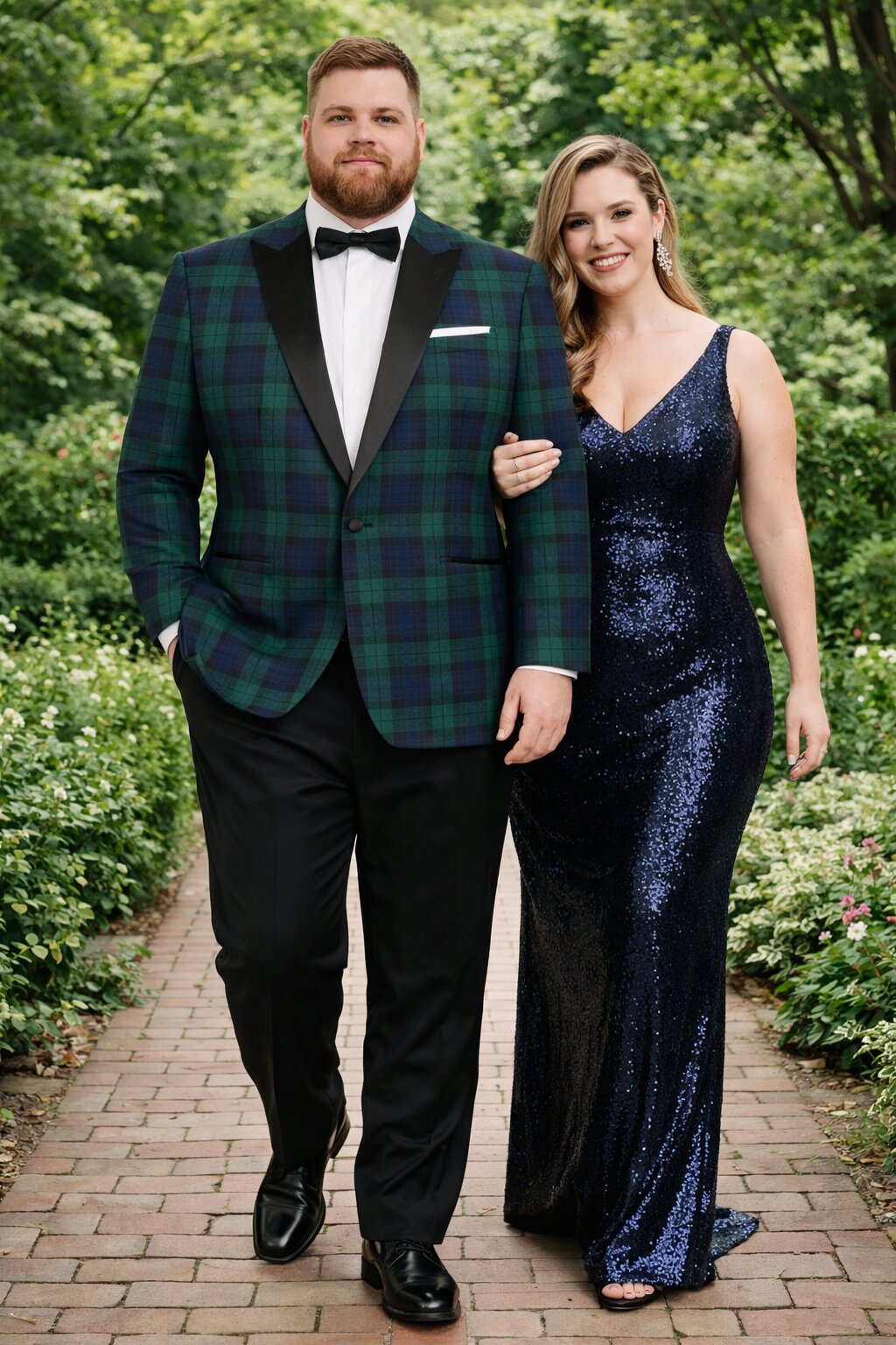 Big and Tall Holiday Jackets - Christmas Tartan Plaid Sport Jacket For Big Man in Color Green and Blue Tartan Scottish Pattern - S