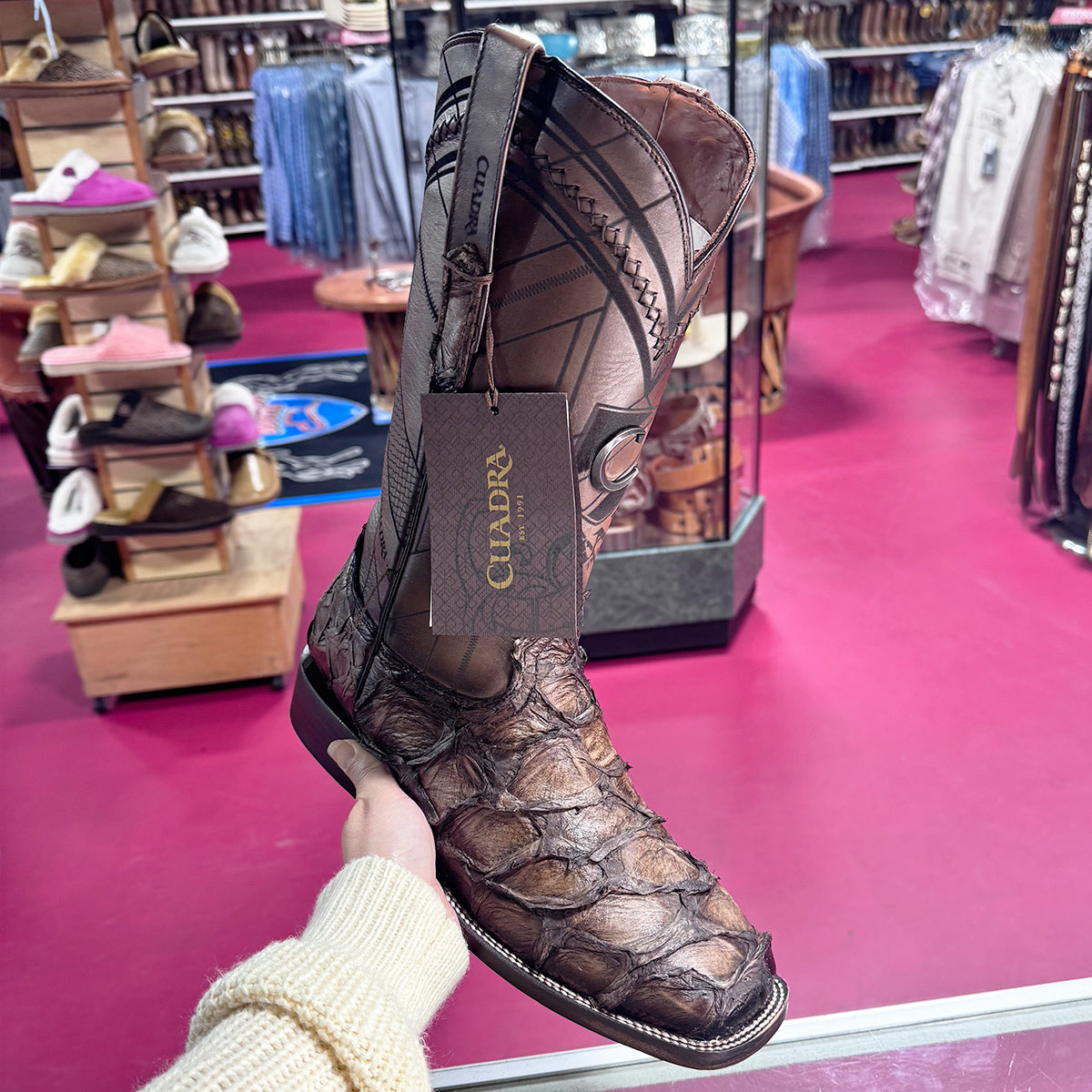 Pirarucu Square Toe Cowboy Boot - Brown