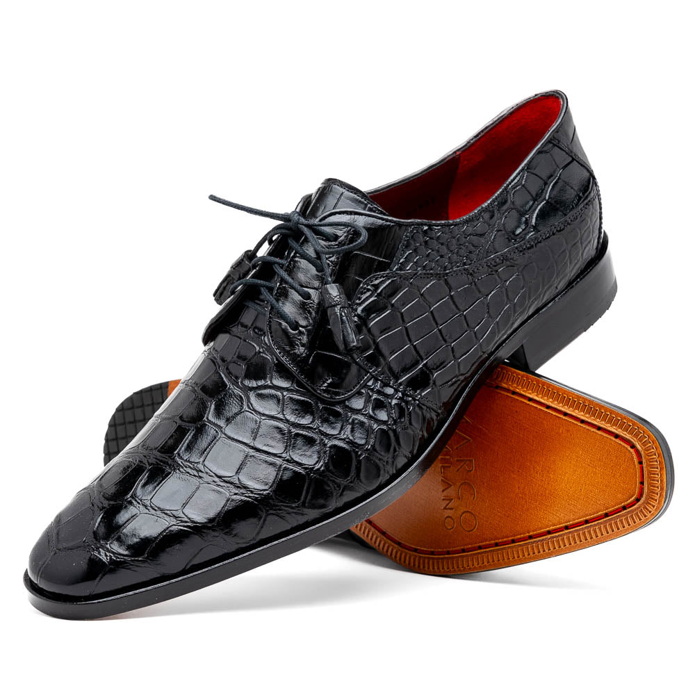 Marco Di Milano Fitipaldi Black Alligator Derby Shoe - 9