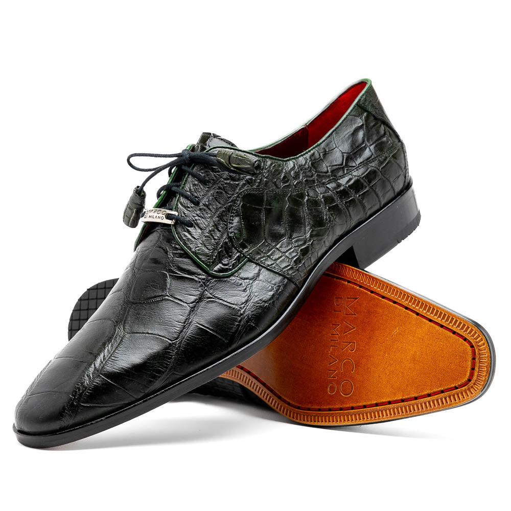Marco Di Milano Fitipaldi Olive Alligator Derby Shoe - 9