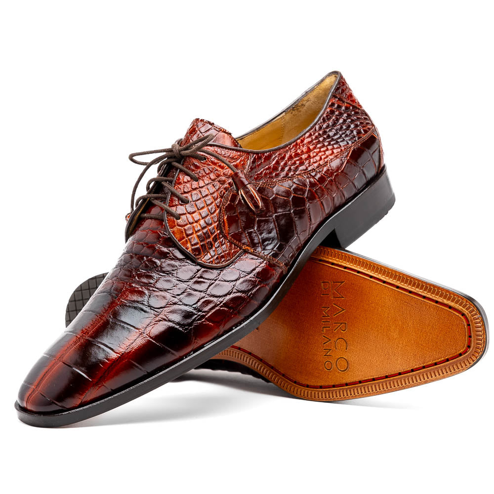 Marco Di Milano Fitipaldi Rustic Cognac Alligator Derby Shoe - 8.5