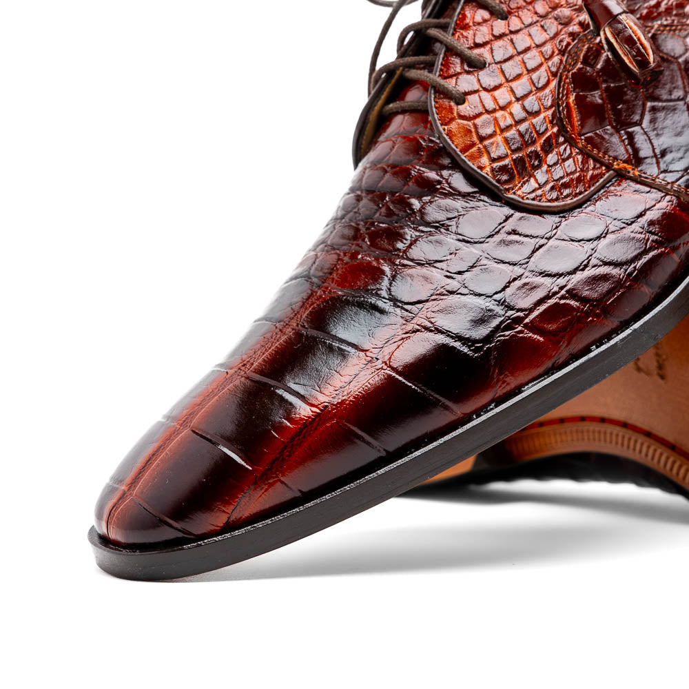 Marco Di Milano Fitipaldi Rustic Cognac Alligator Derby Shoe - 8.5