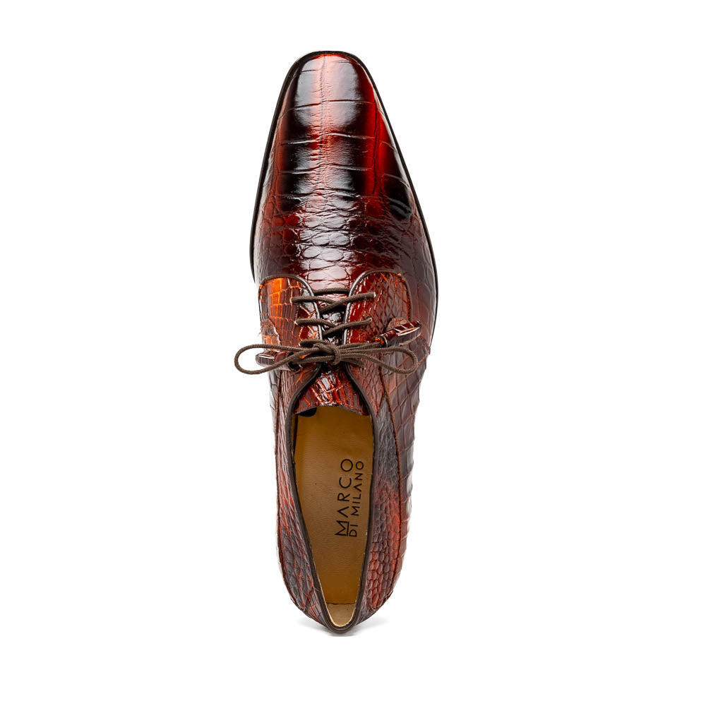 Marco Di Milano Fitipaldi Rustic Cognac Alligator Derby Shoe - 8.5