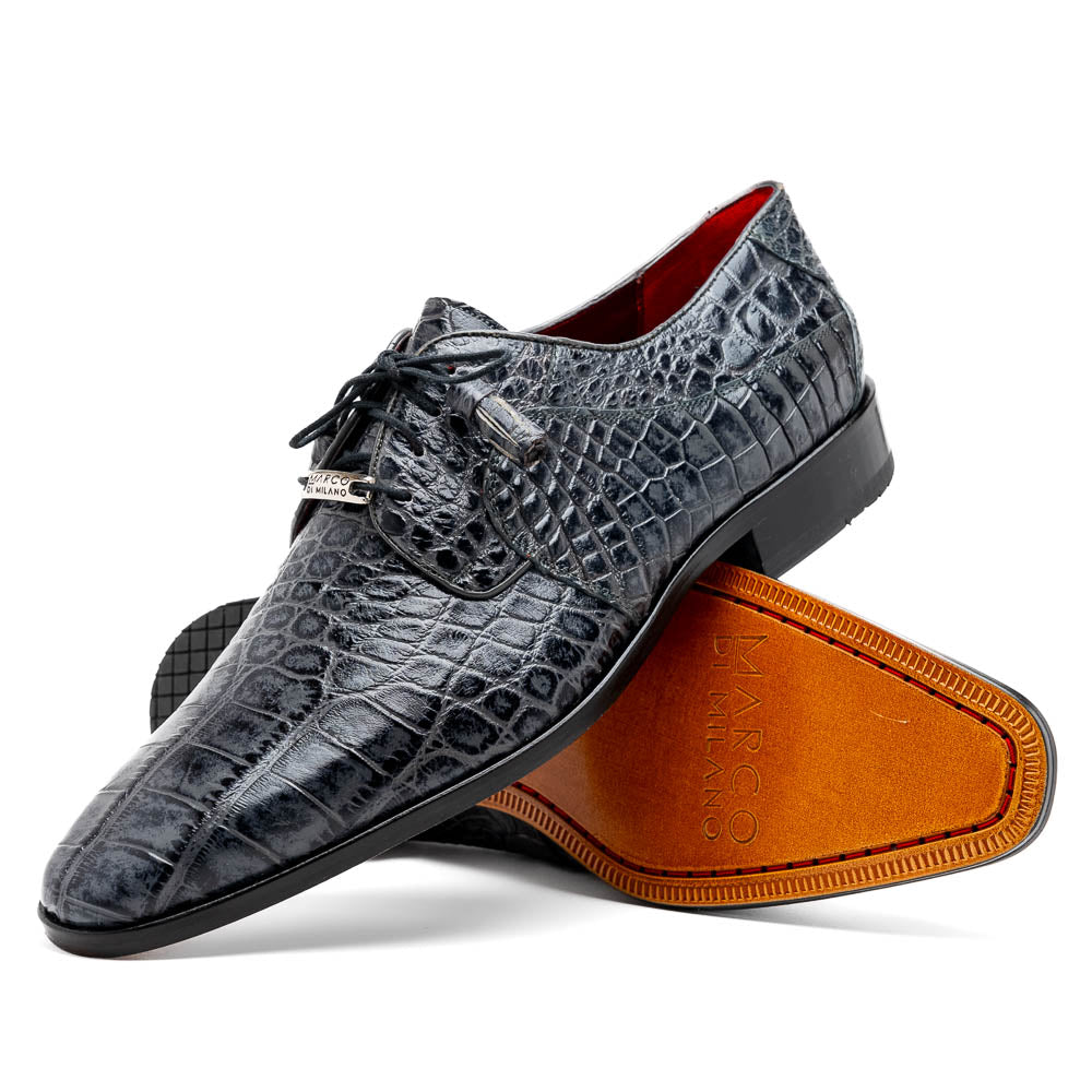 Marco Di Milano Fitipaldi Rustic Grey Alligator Derby Shoe - 7.5