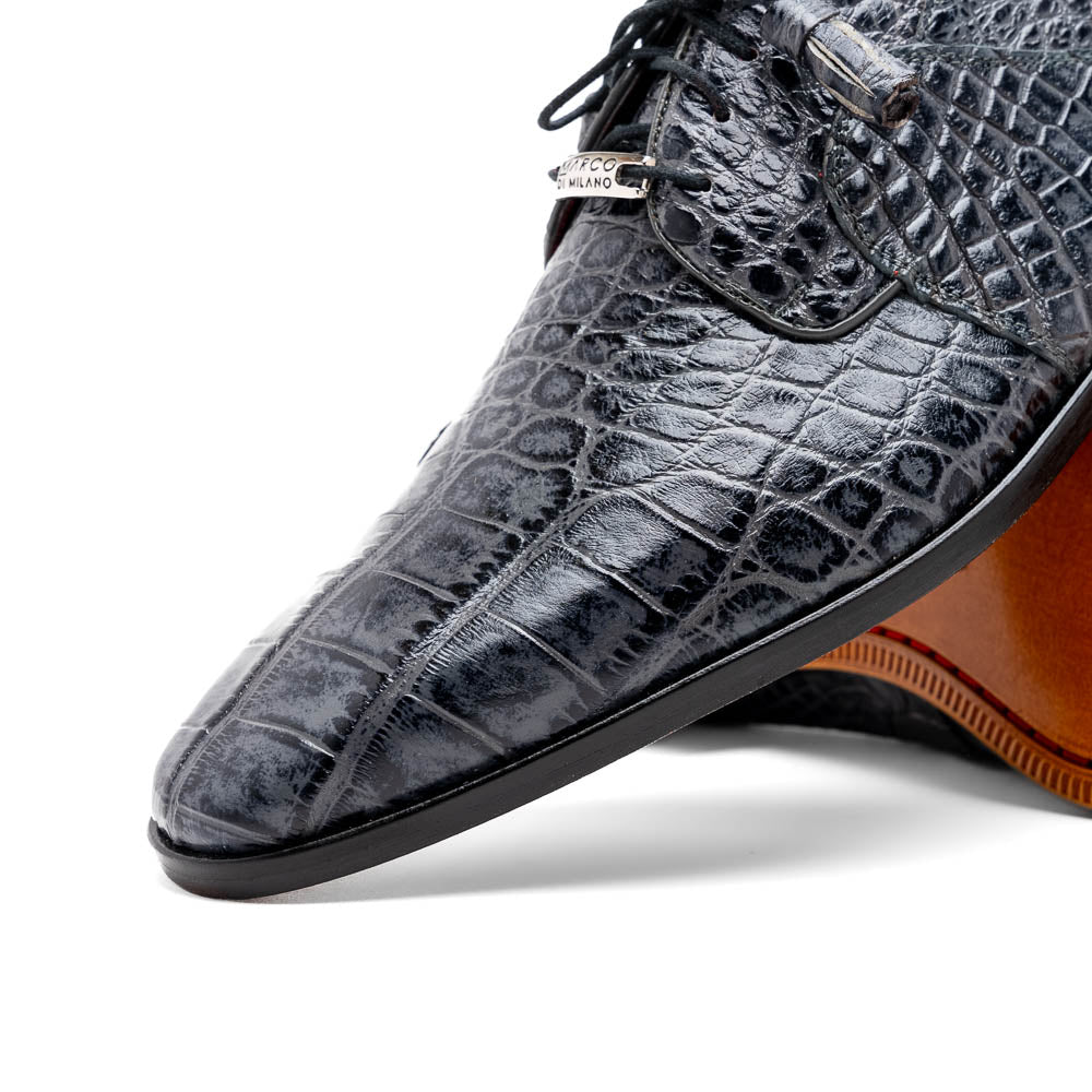 Marco Di Milano Fitipaldi Rustic Grey Alligator Derby Shoe - 7.5