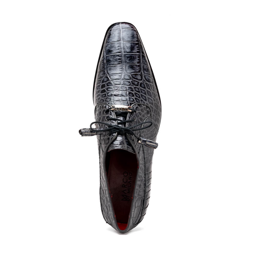 Marco Di Milano Fitipaldi Rustic Grey Alligator Derby Shoe - 7.5