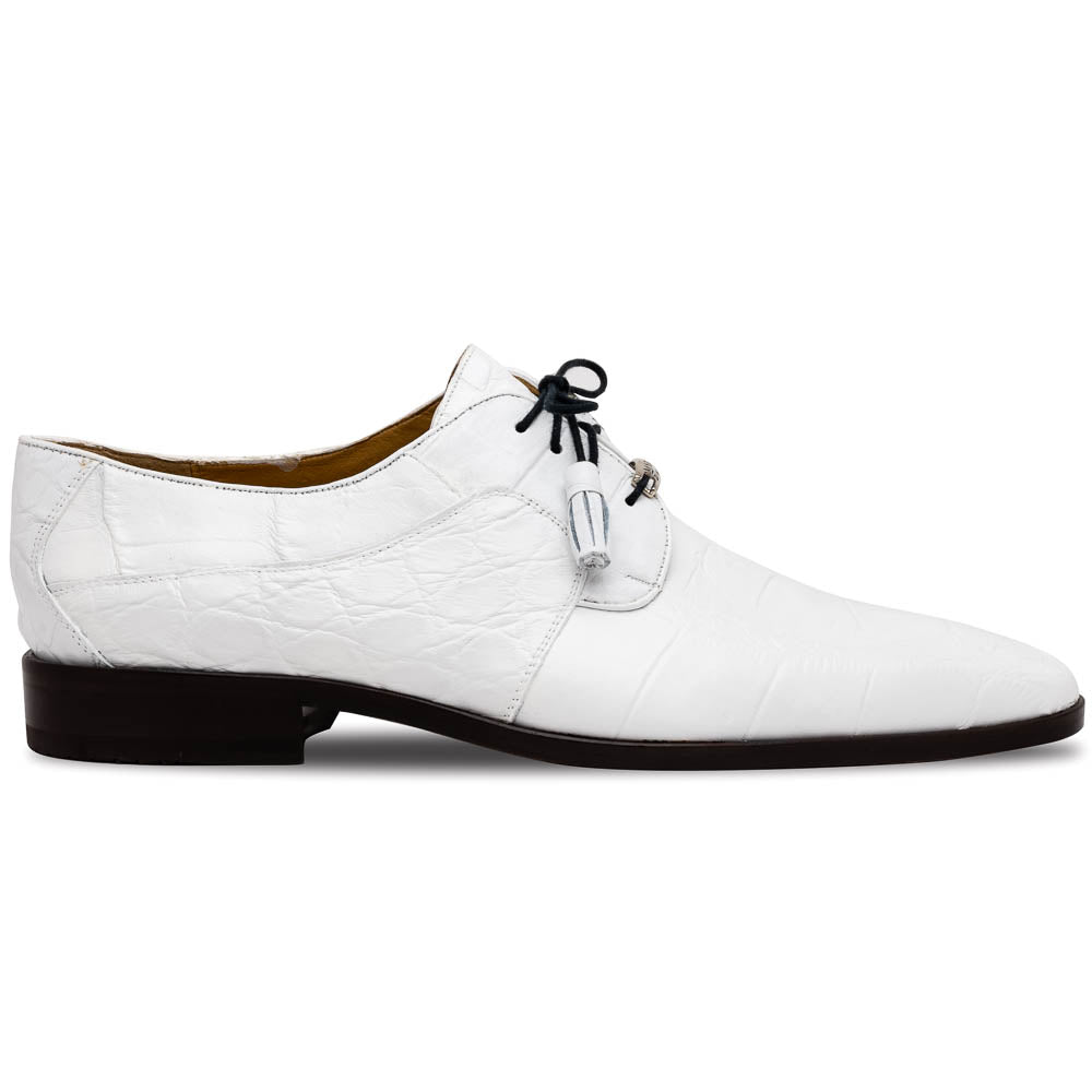 Marco Di Milano Fitipaldi  White Alligator Derby Shoe - 7.5