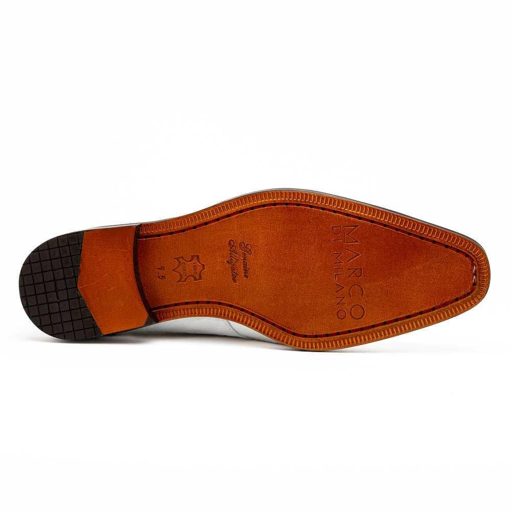 Marco Di Milano Fitipaldi  White Alligator Derby Shoe - 7.5