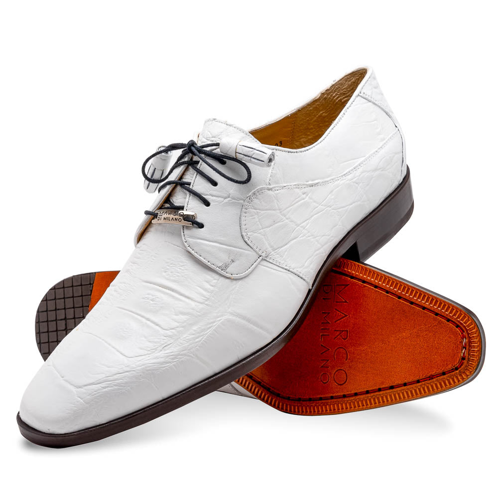 Marco Di Milano Fitipaldi  White Alligator Derby Shoe - 7.5