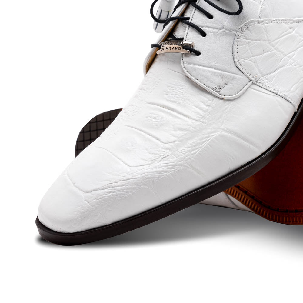 Marco Di Milano Fitipaldi  White Alligator Derby Shoe - 7.5