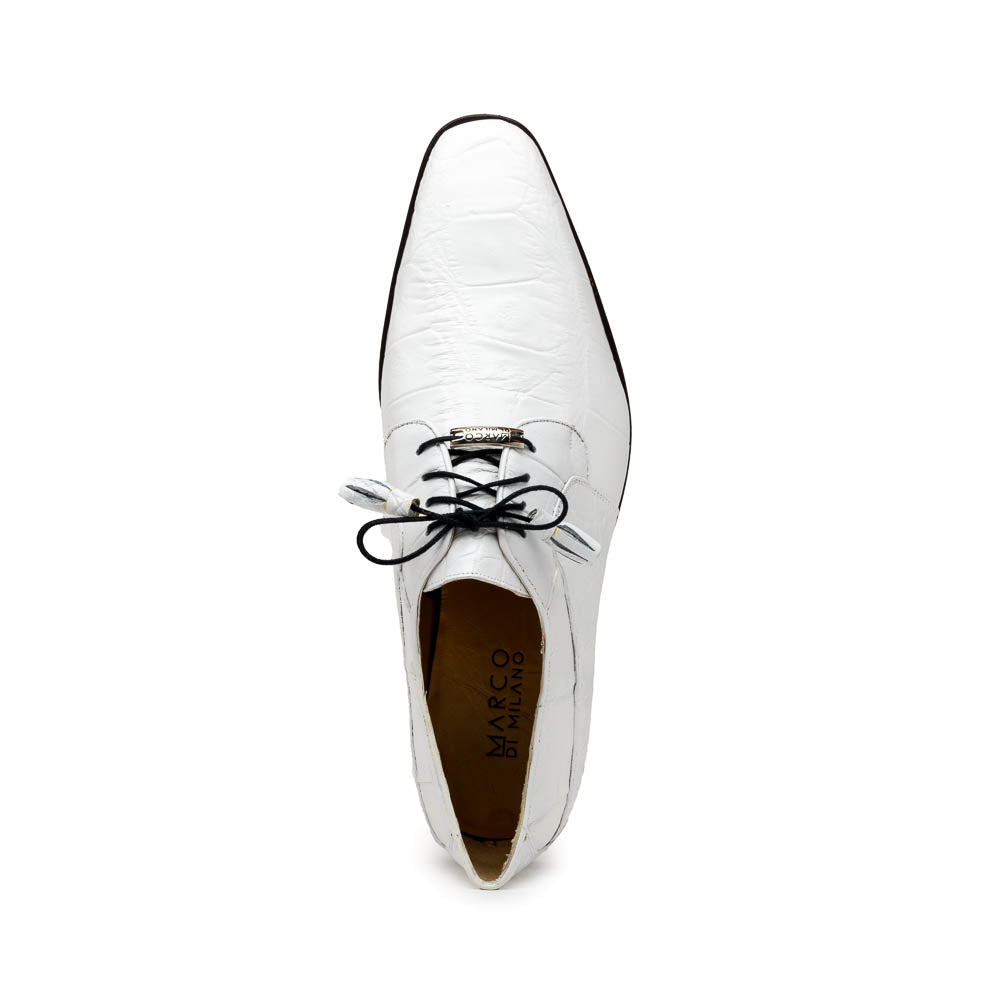 Marco Di Milano Fitipaldi  White Alligator Derby Shoe - 7.5