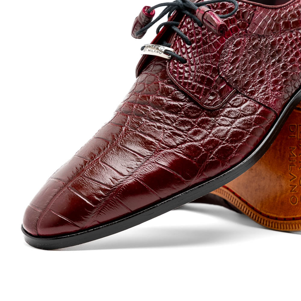 Marco Di Milano Fitipaldi Wine Alligator Derby Shoe - 7
