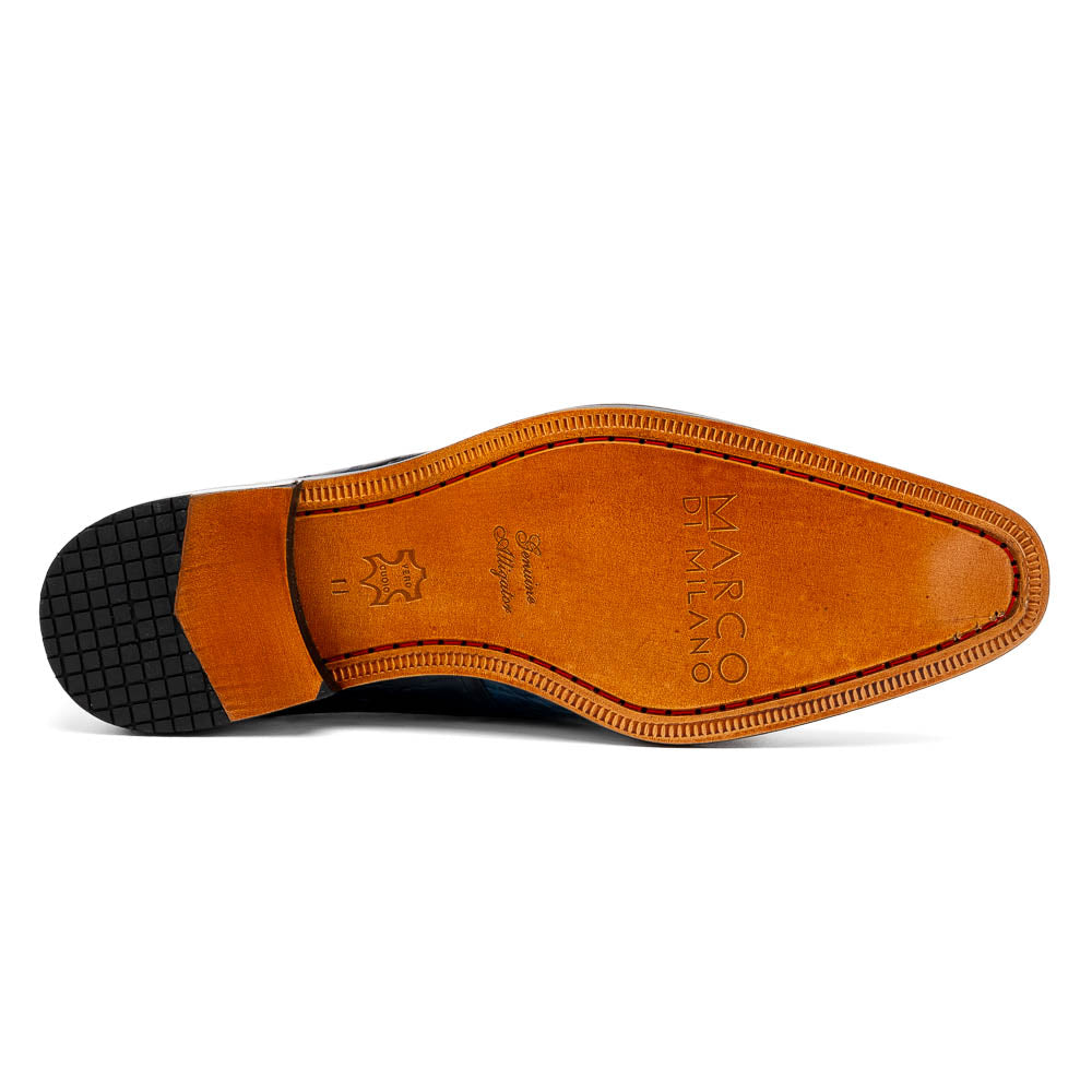 Marco Di Milano Fitipaldi Rustic Blue Alligator Derby Shoe - 7