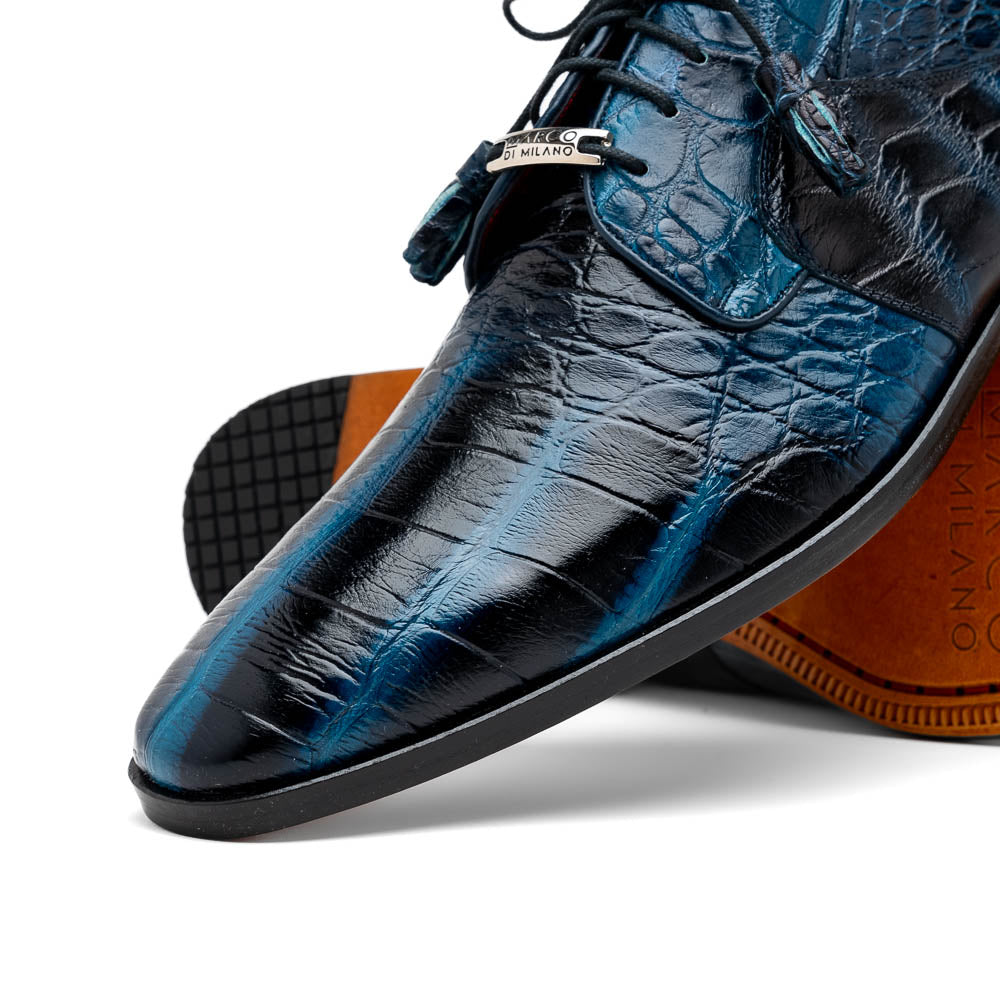 Marco Di Milano Fitipaldi Rustic Blue Alligator Derby Shoe - 7