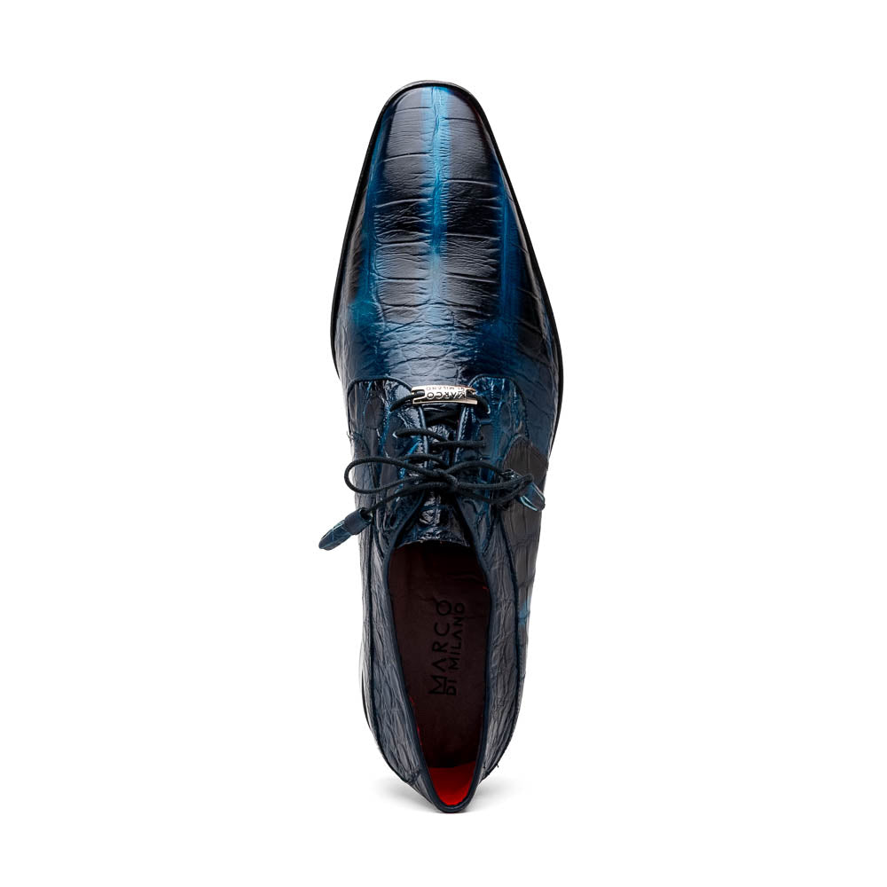 Marco Di Milano Fitipaldi Rustic Blue Alligator Derby Shoe - 7